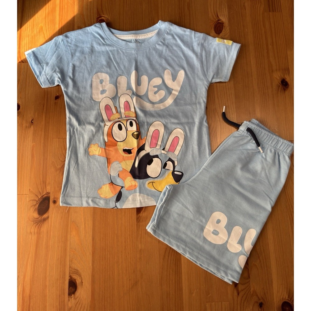 Toddler Bluey Easter Graphic Print‎ Tee and Shorts 2pc Set Size 5